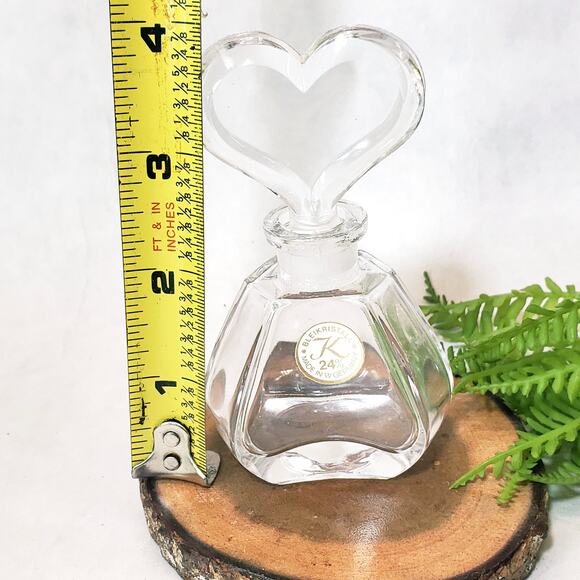 Vintage Bleikristall Perfume Bottle Decanter Heart 24% lead crystal West Germany - Picture 5 of 8